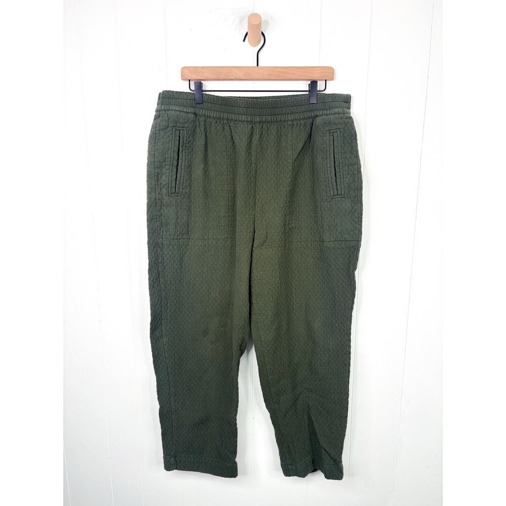 Madewell Olive Green Pull On High Rise Tapered Pants XL Diamond Jacquard - Picture 3 of 9